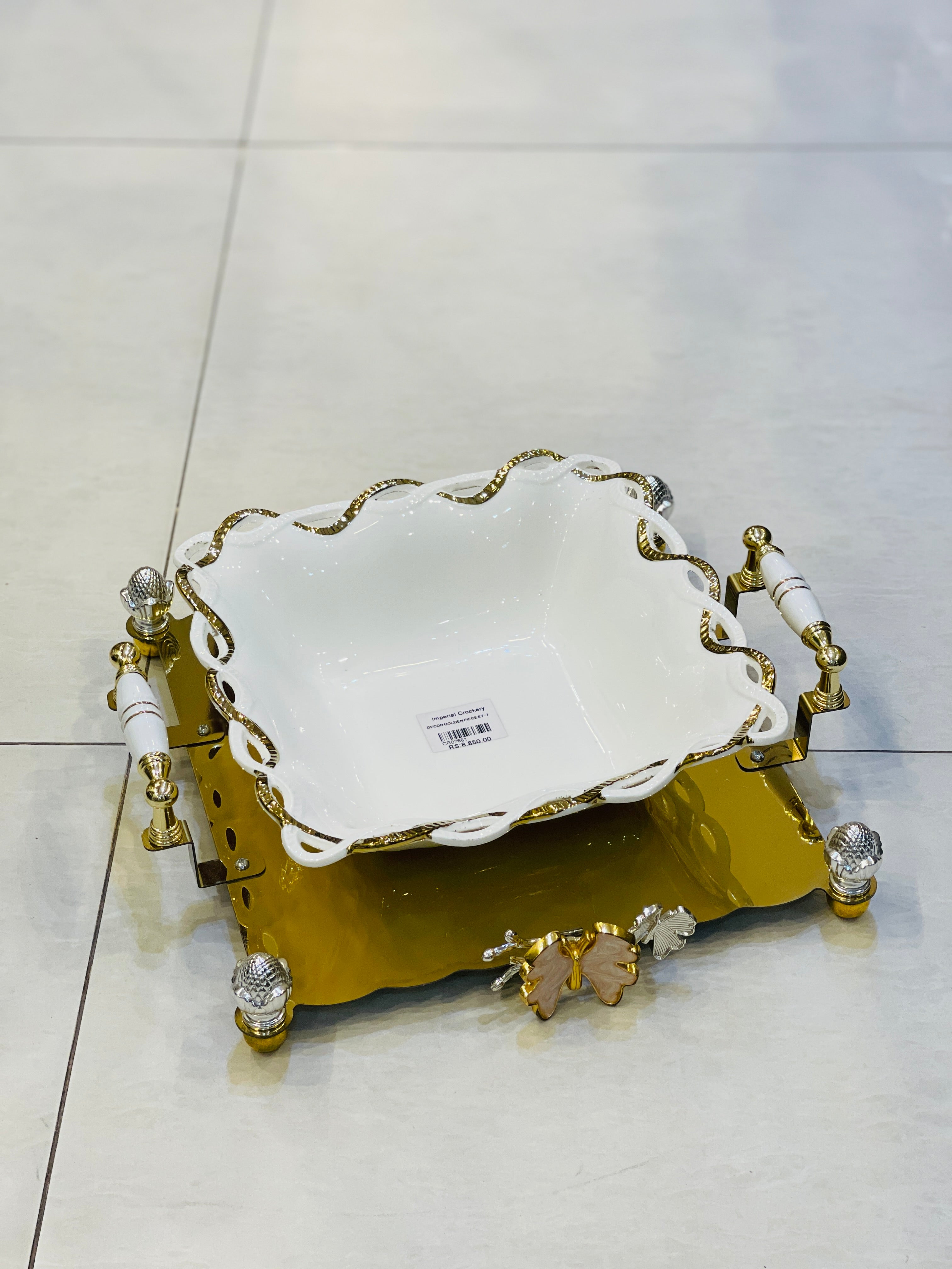 Platter Ceramic With Golden Frame