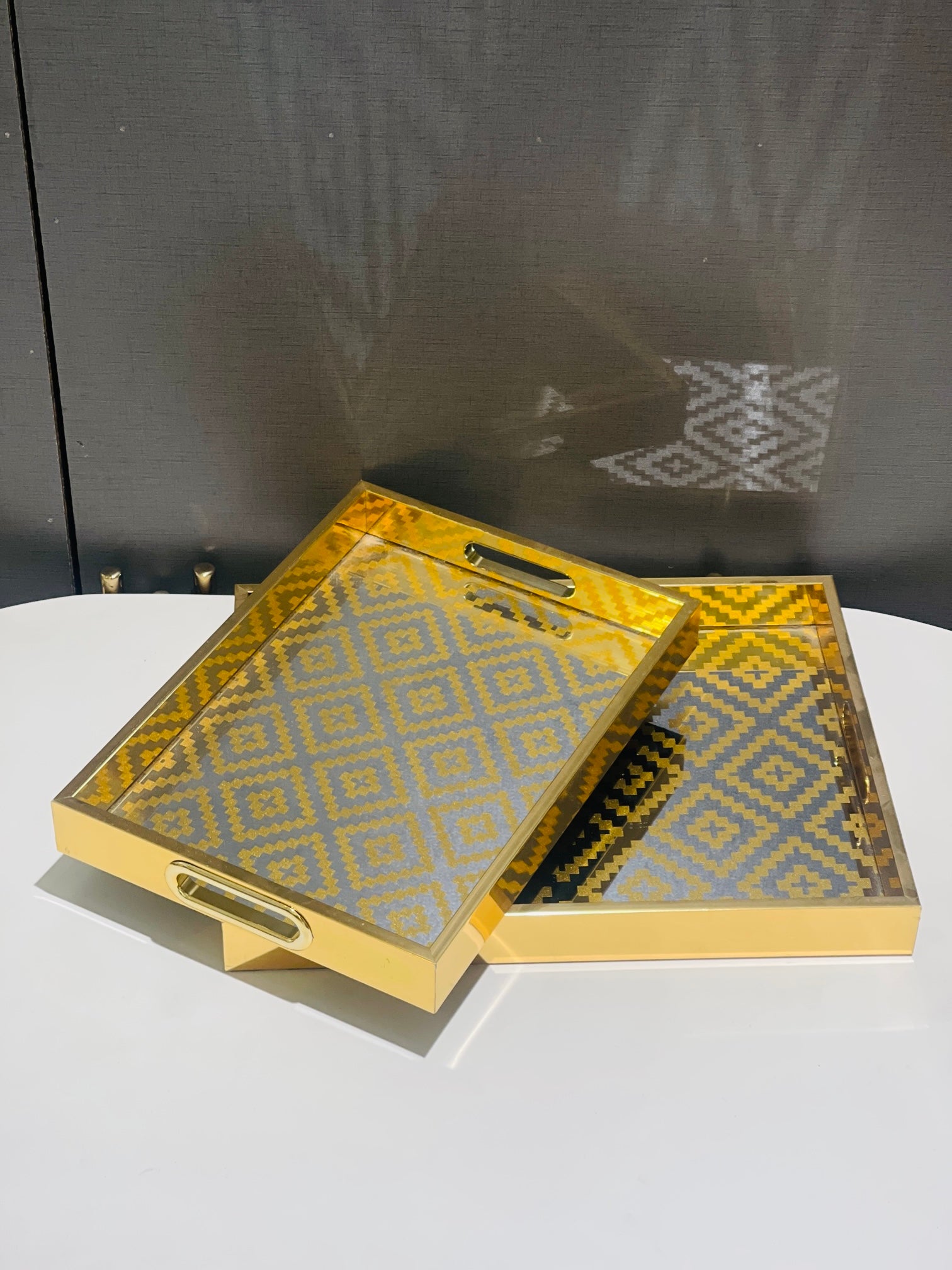Tray Set Acrylic Wood