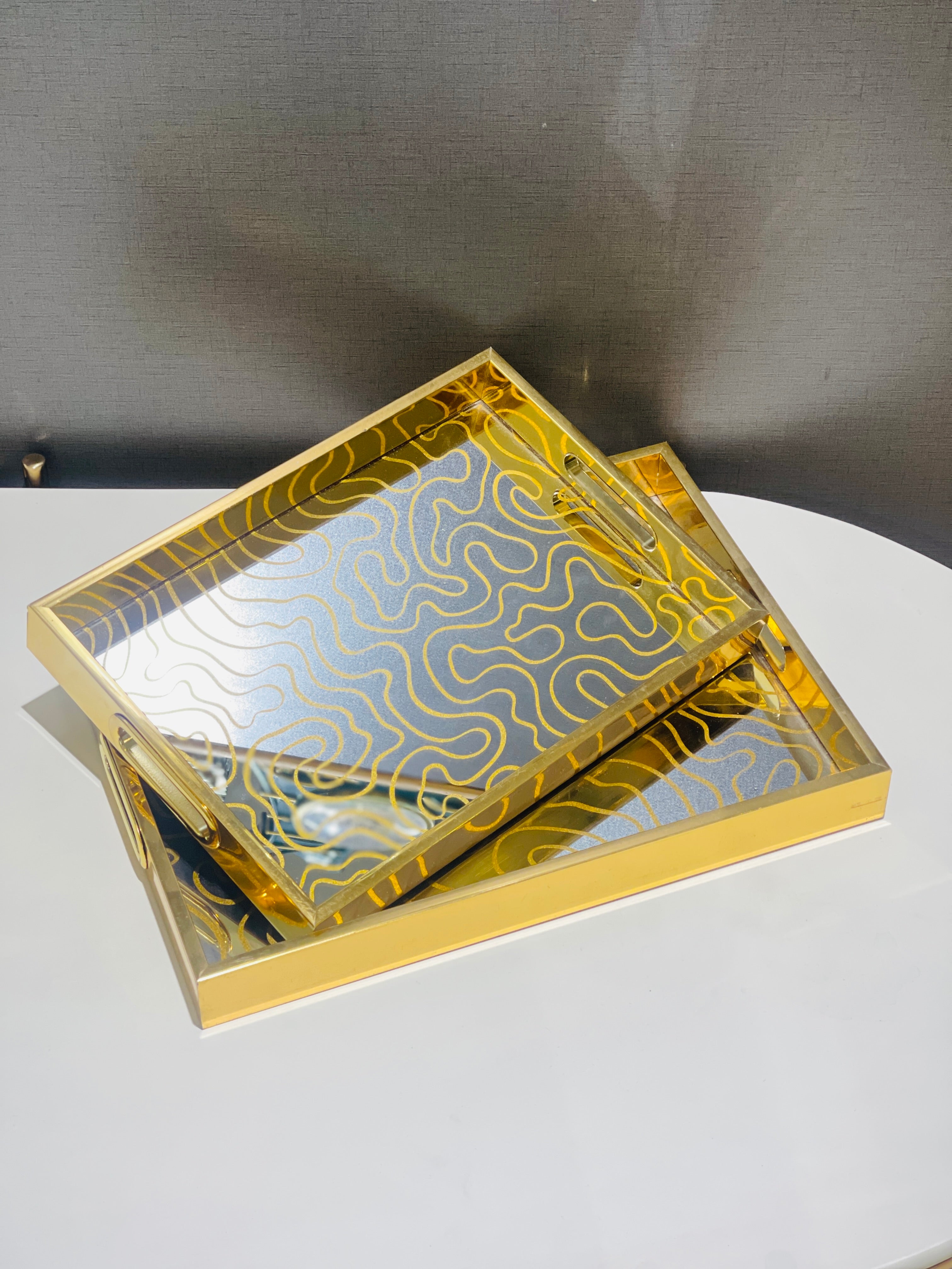 Tray Set Acrylic Wood