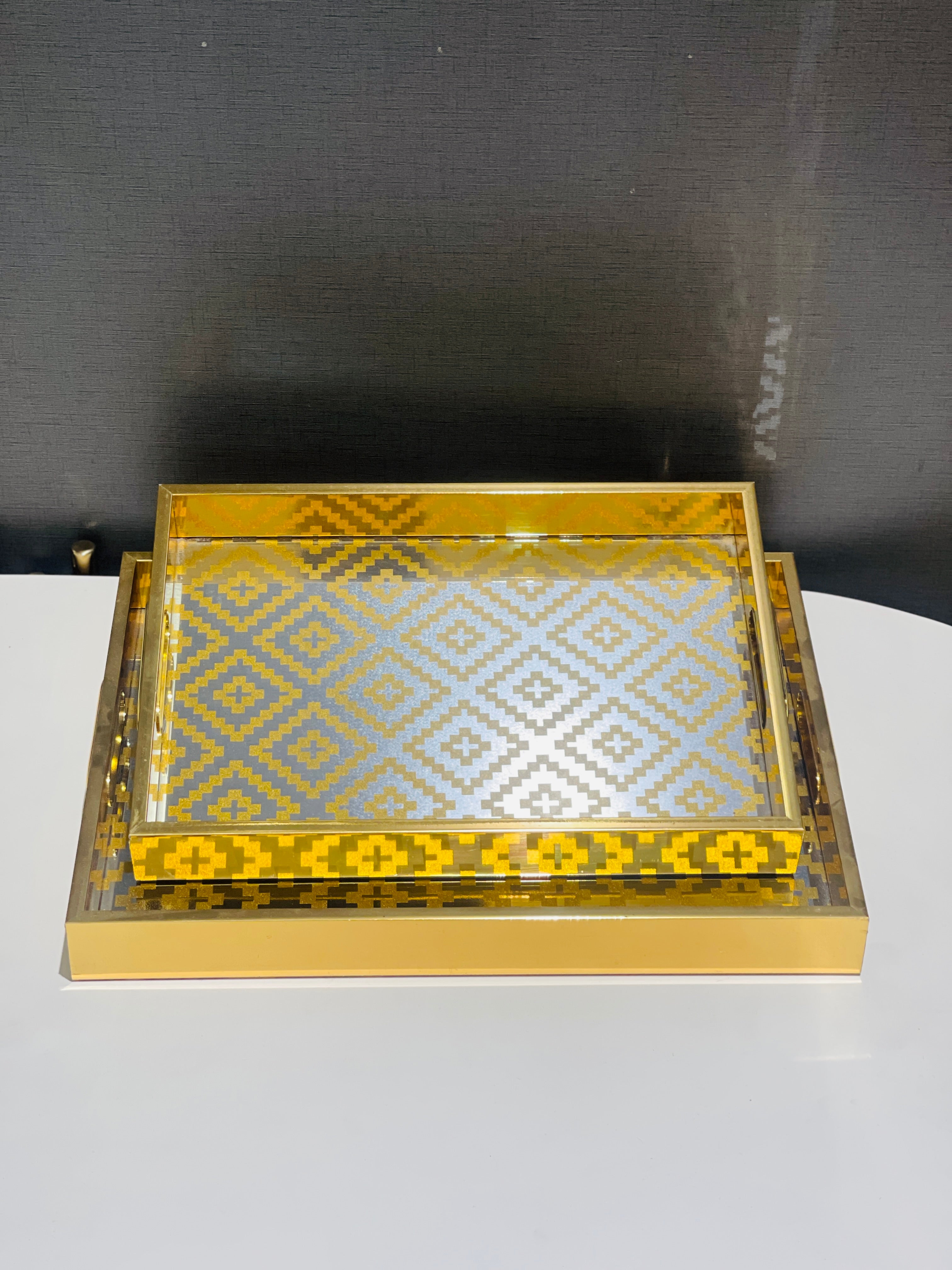 Tray Set Acrylic Wood