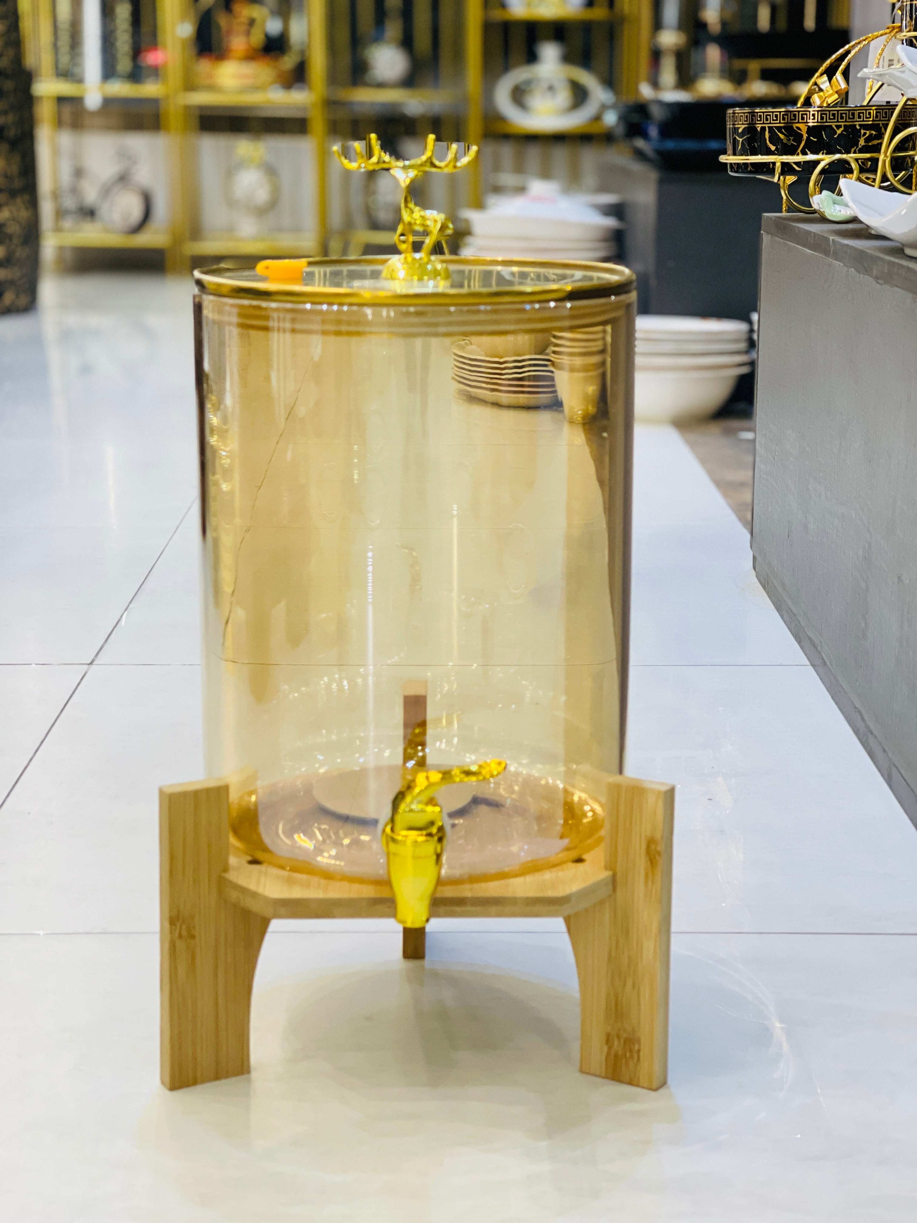 Glass Dispenser Wood Stand