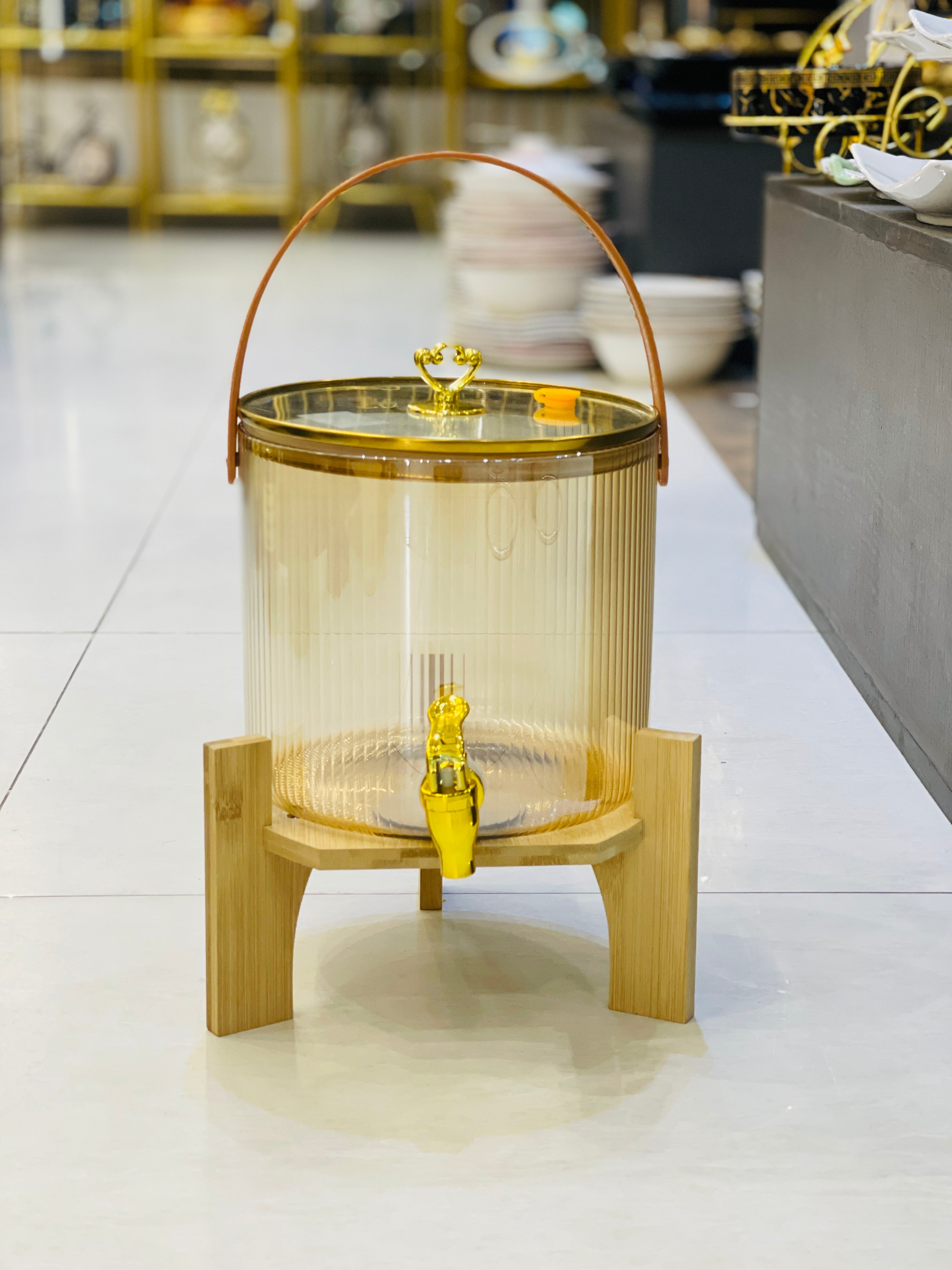 Glass Dispenser Wood Stand