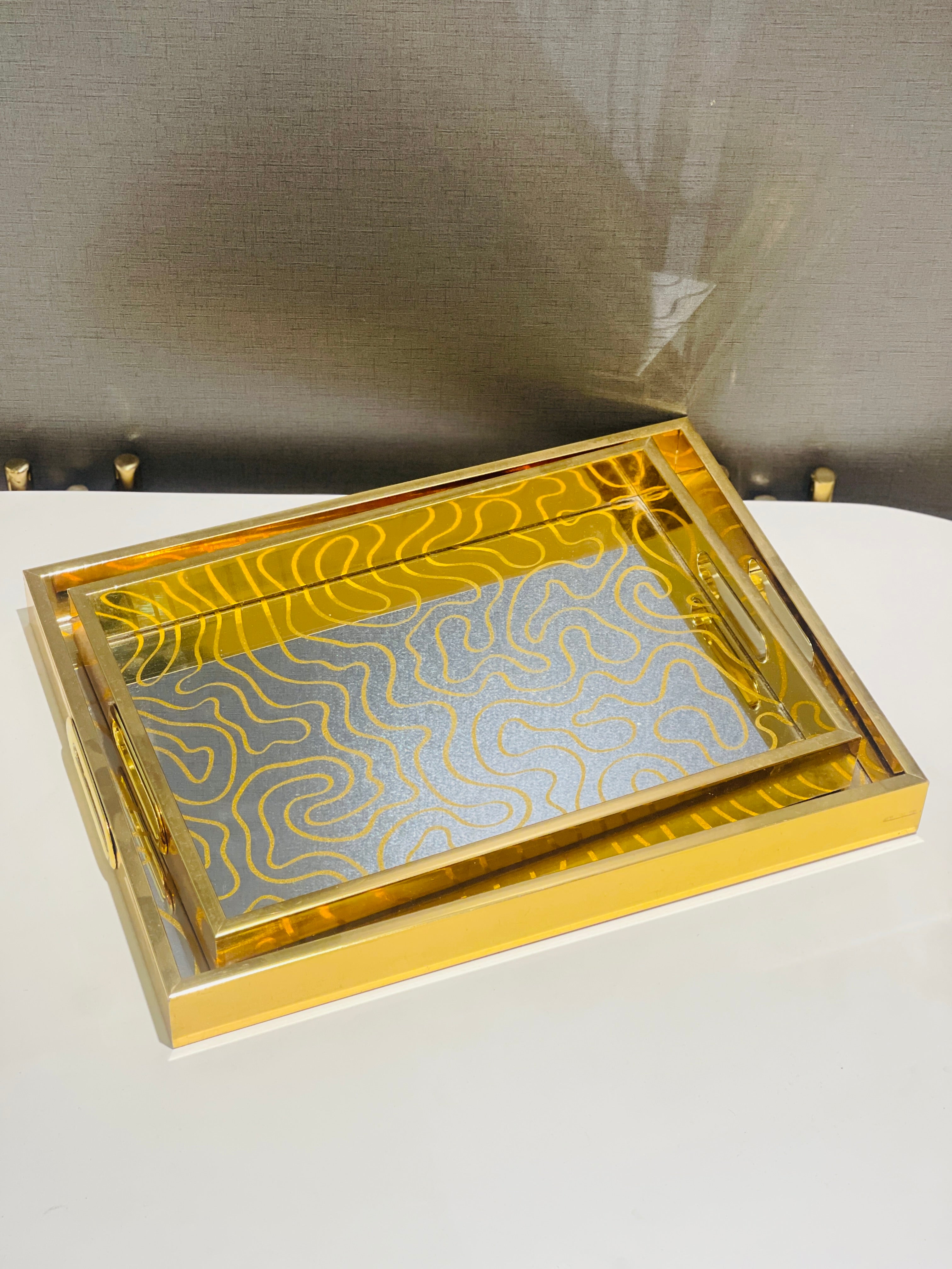 Tray Set Acrylic Wood