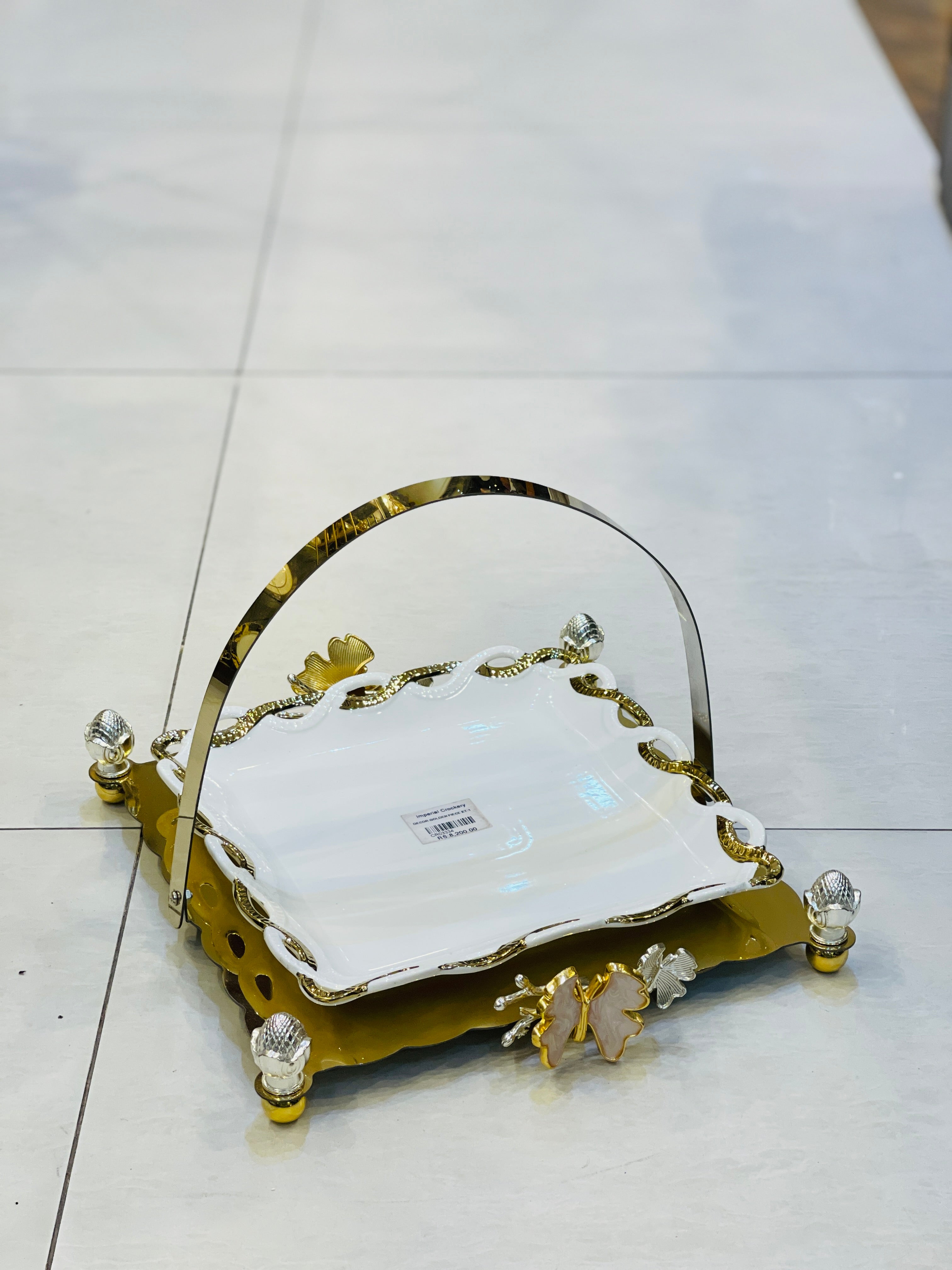 Platter Ceramic With Golden Frame