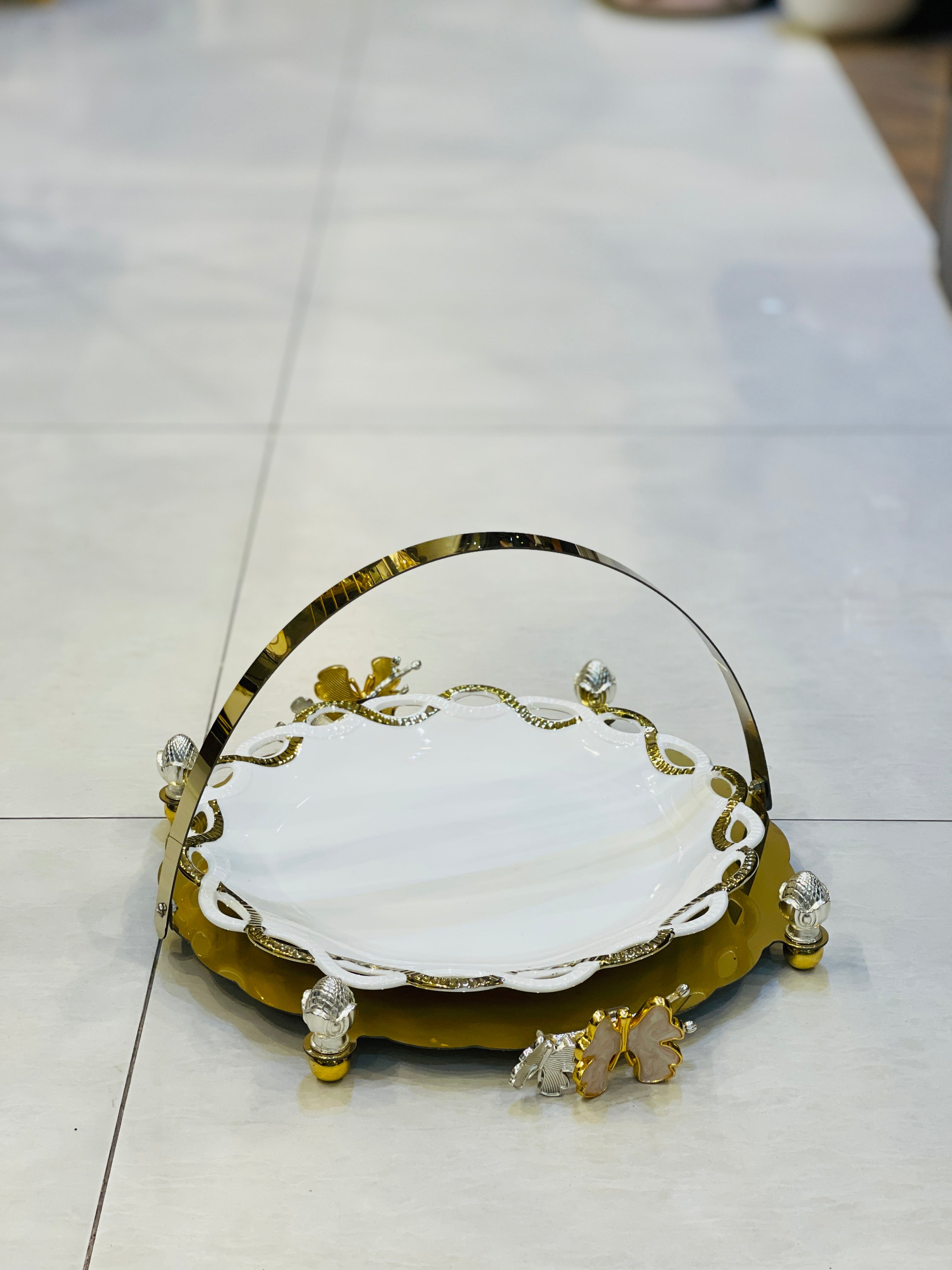 Platter Ceramic With Golden Frame